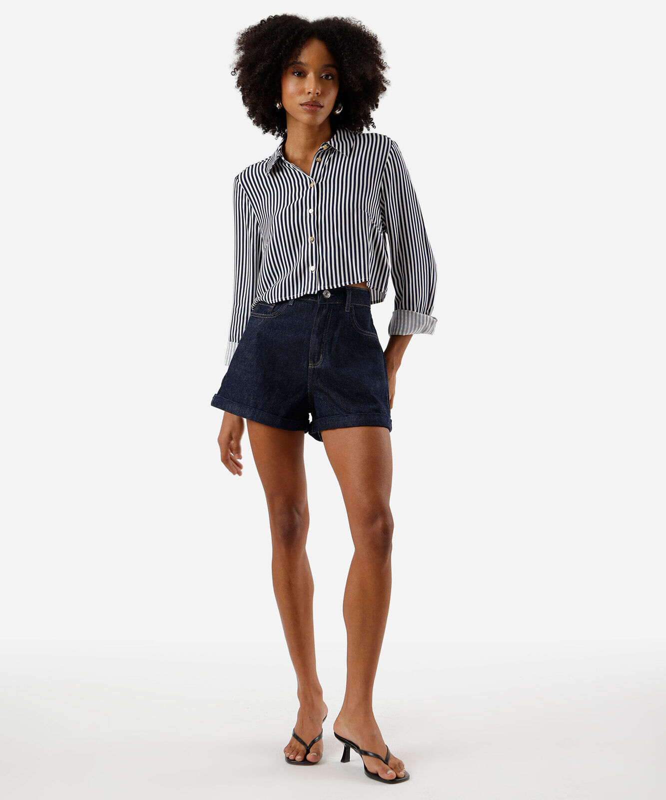 short mom feminino jeans cintura alta azul