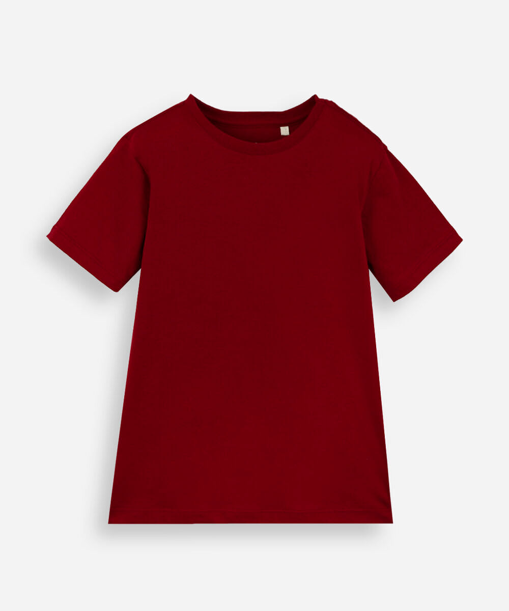 camiseta de algodão infantil manga curta básica vinho