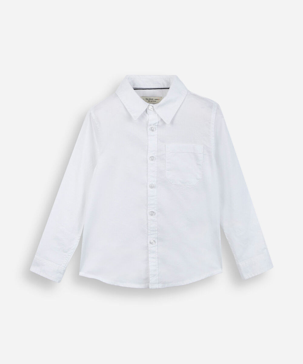 camisa infantil manga longa com bolso off white