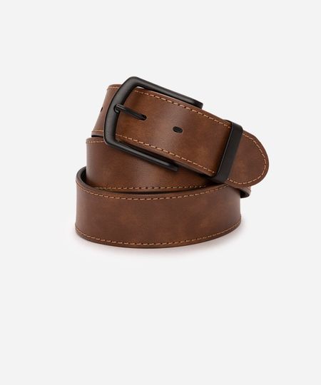 cinto de poliuretano com fivela marrom médio P cinto de poliuretano com fivela marrom médio P