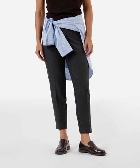 calça de alfaiataria feminina xadrez cinza 36