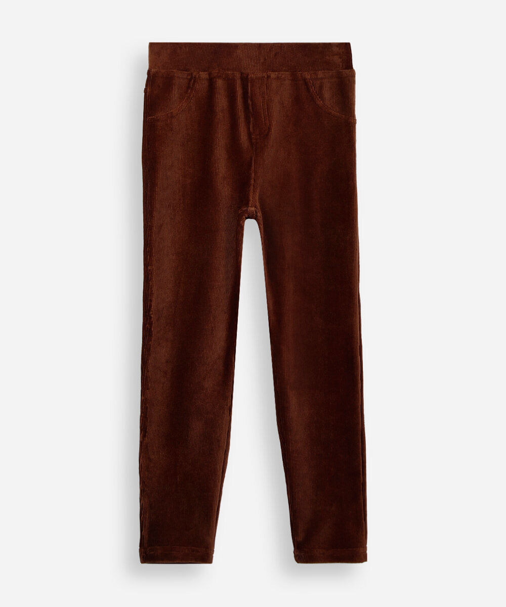 calça legging infantil aveludada marrom