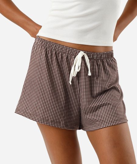 short de pijama avulso feminino xadrez marrom P
