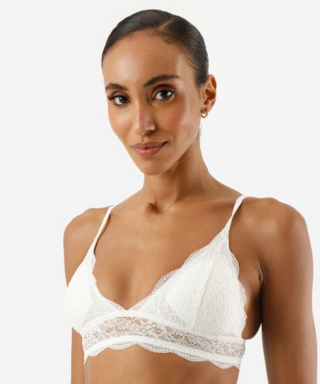 sutiã triângulo feminino de renda off white 46 sutiã triângulo feminino de renda off white 46