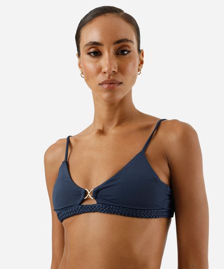 biquíni top triângulo feminino com aviamento azul P biquíni top triângulo feminino com aviamento azul P