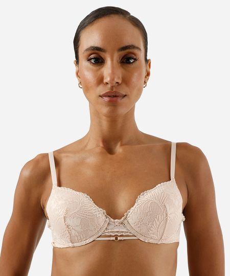 sutiã meia taça feminino de renda floral rosa 40 sutiã meia taça feminino de renda floral rosa 40