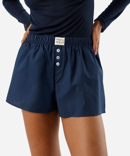 short de pijama avulso feminino boxer azul M