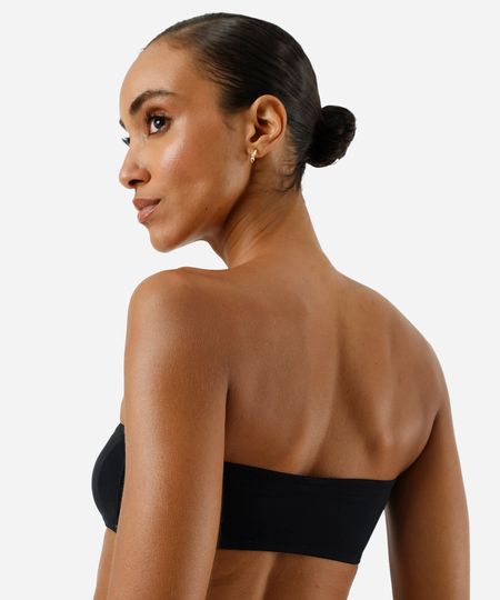 sutiã faixa feminino com bojo removível preto GG