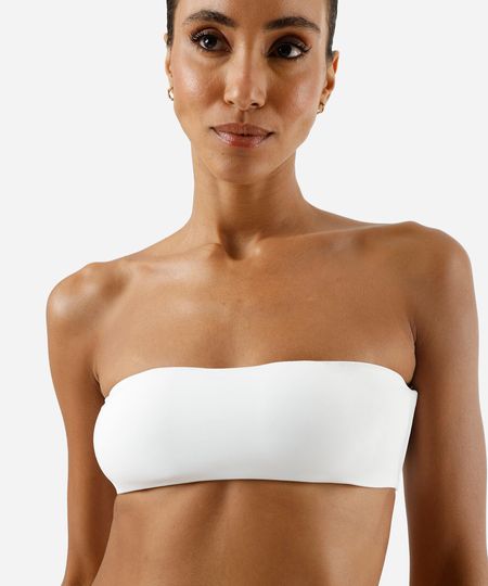 sutiã faixa feminino com bojo removível off white P