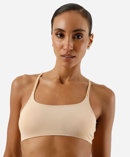 sutiã faixa feminino com bojo removível bege GG