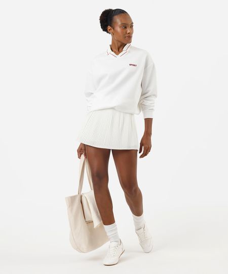 short saia feminino plissado esportivo ace branco G