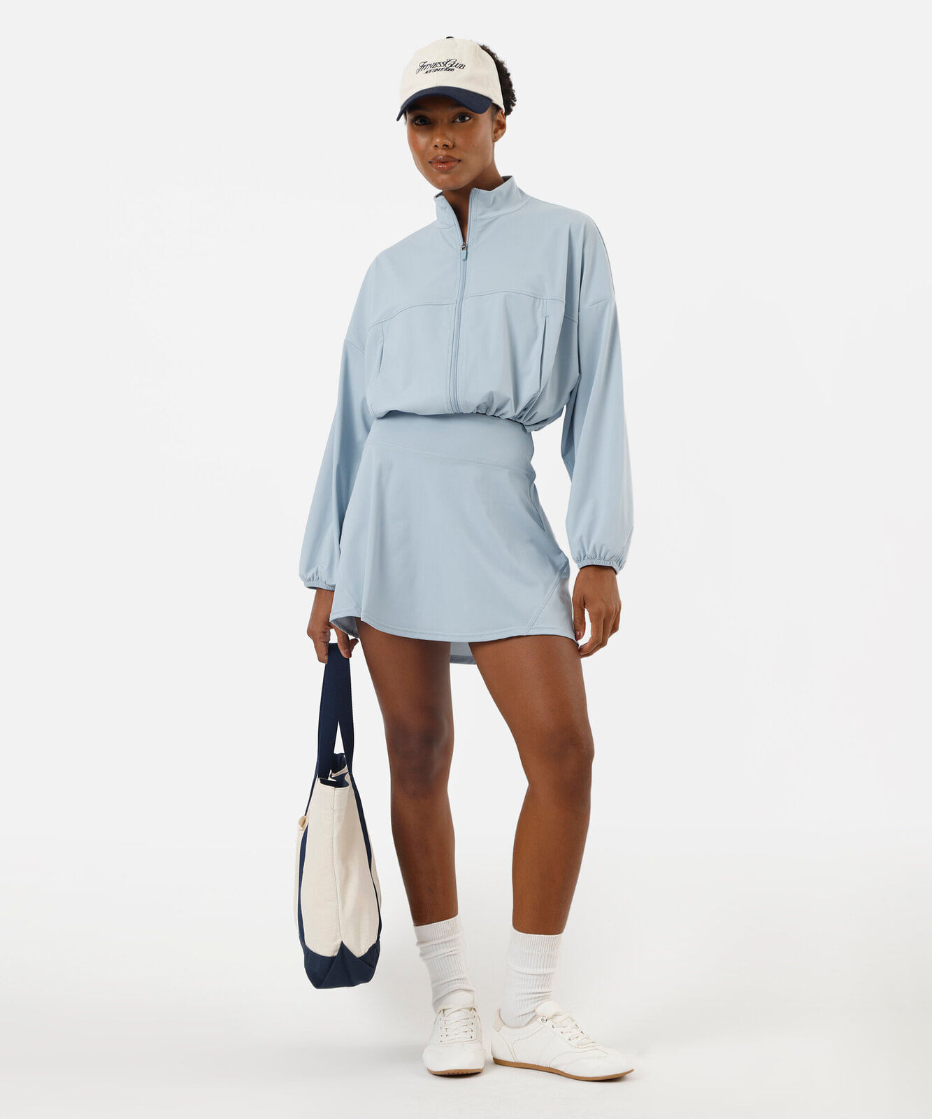 short saia feminino de poliamida esportivo azul nuvem