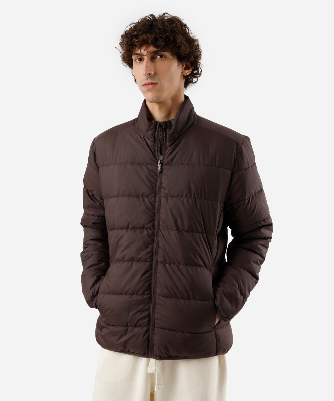 jaqueta puffer masculina marrom