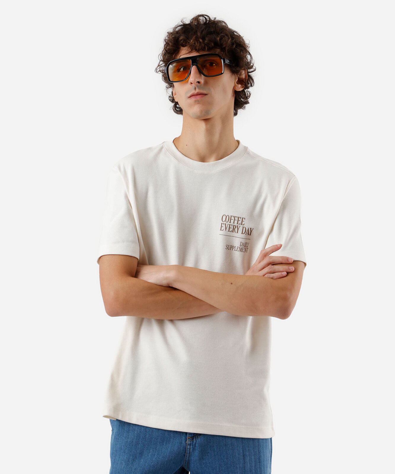camiseta masculina com algodão manga curta estampada off white