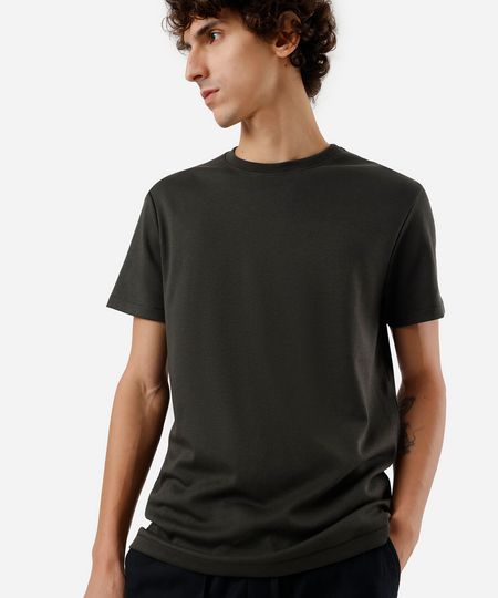 camiseta masculina de algodão peruano slim fit verde G
