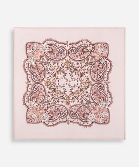 lenço quadrado floral arabesco rosa UNICO