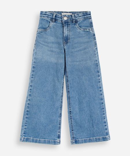 calça wide leg infantil jeans azul 10