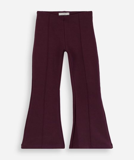 calça flare infantil de algodão com nervura vinho 4