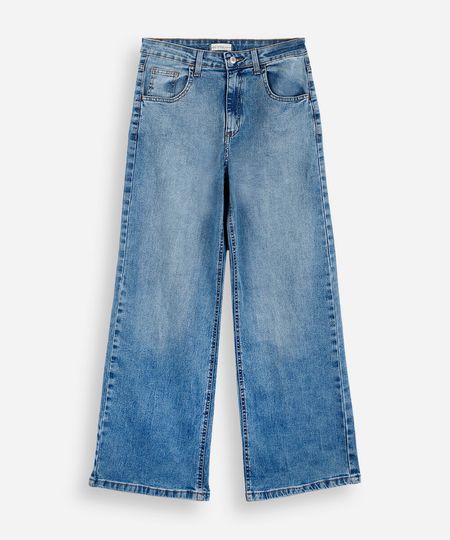 calça wide leg juvenil jeans azul 12