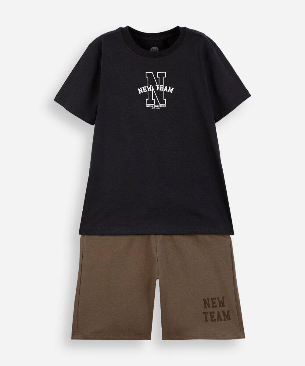 conjunto curto infantil new team colorido