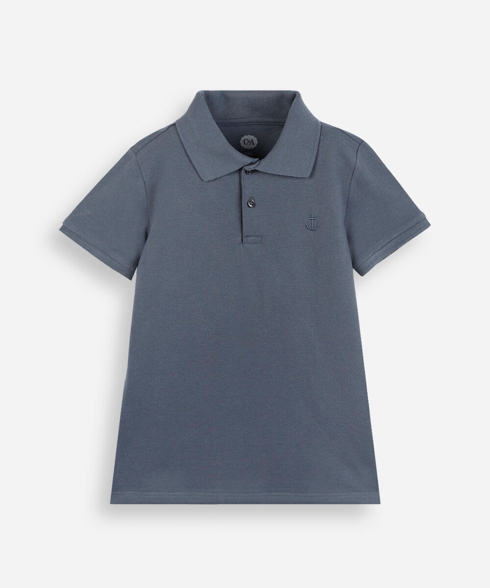 polo de algodão infantil âncora azul