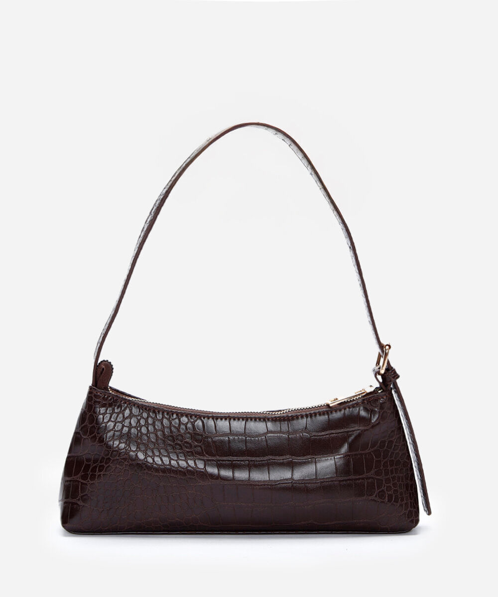 bolsa baguete com fivela marrom