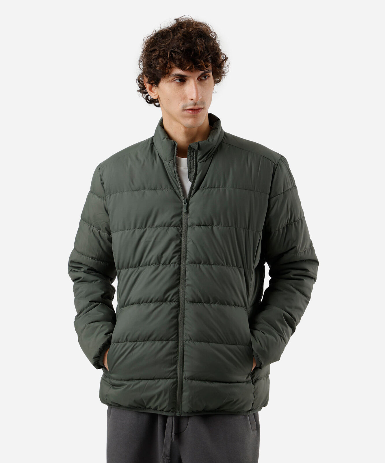 jaqueta puffer masculina verde
