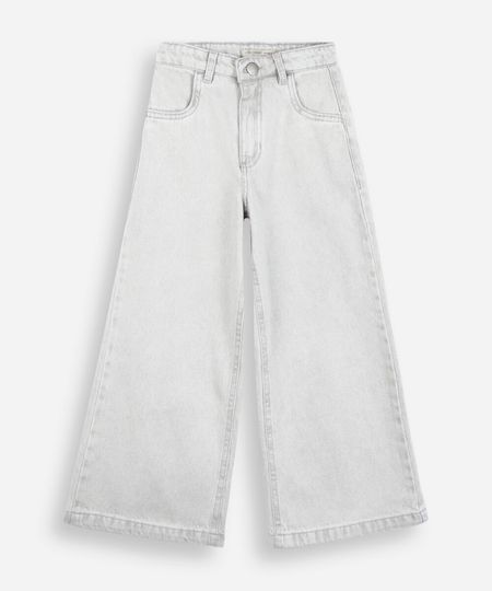 calça wide leg infantil jeans cinza 6