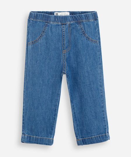 calça reta infantil jeans azul 6-9 calça reta infantil jeans azul 6-9