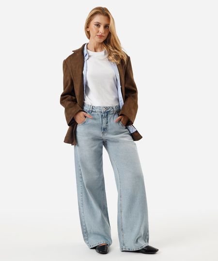 calça jeans oversized cintura média azul 38 calça jeans oversized cintura média azul 38