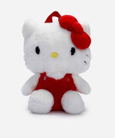 mochila infantil pelúcia hello kitty branca UNICO
