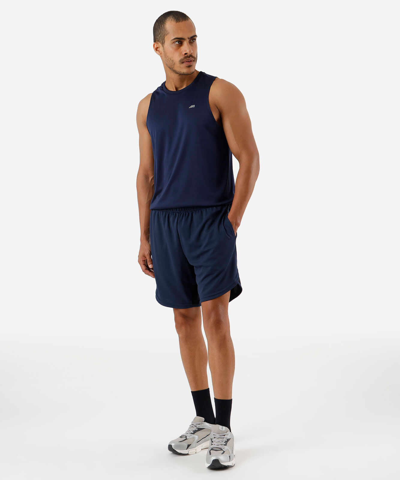 short masculino esportivo ace texturizado com recorte azul