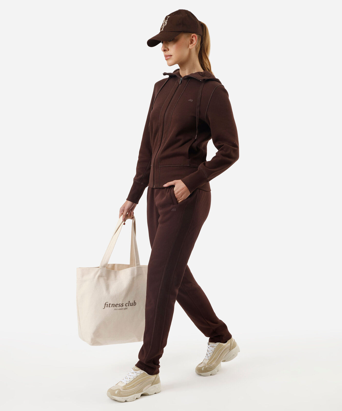 calça jogger feminina de moletom esportiva ace marrom