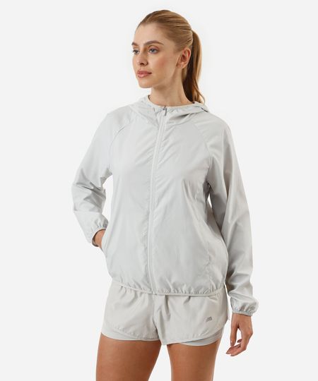 jaqueta feminina corta vento com capuz cinza M jaqueta feminina corta vento com capuz cinza M