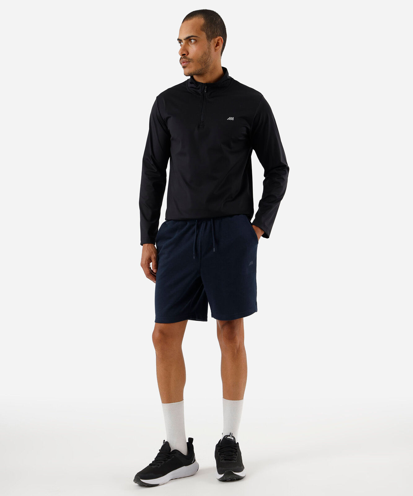 bermuda esportiva reta masculina de moletinho azul