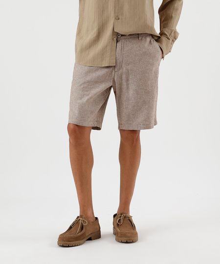 bermuda reta masculina com linho bege 40