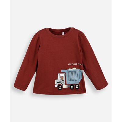 blusa infantil de algodão manga longa capivara vermelha