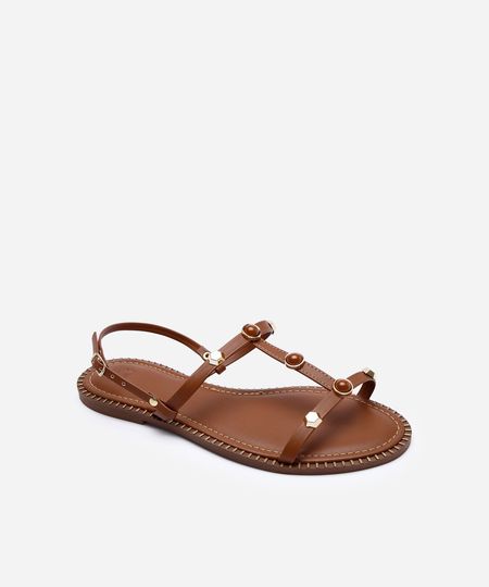 rasteirinha com tachas oneself marrom 35 rasteirinha com tachas oneself marrom 35