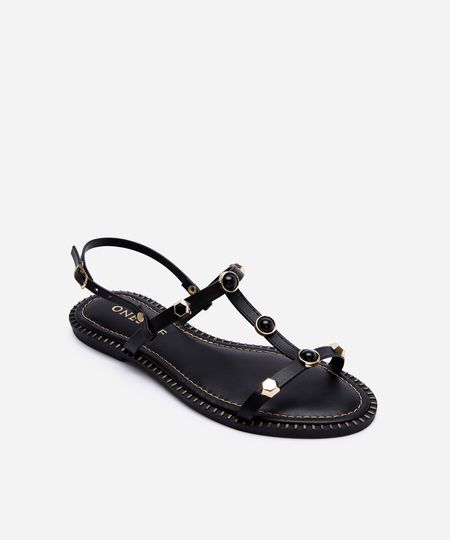 rasteirinha com tachas oneself preta 38 rasteirinha com tachas oneself preta 38