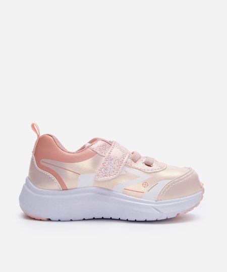 tênis infantil com recortes e velcro holográfico rosa 26 tênis infantil com recortes e velcro holográfico rosa 26