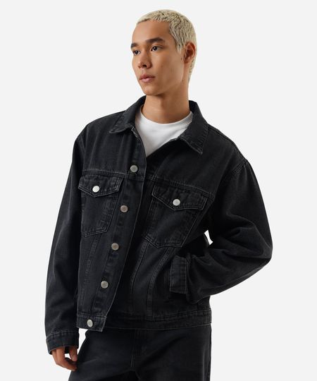 jaqueta masculina jeans preta M