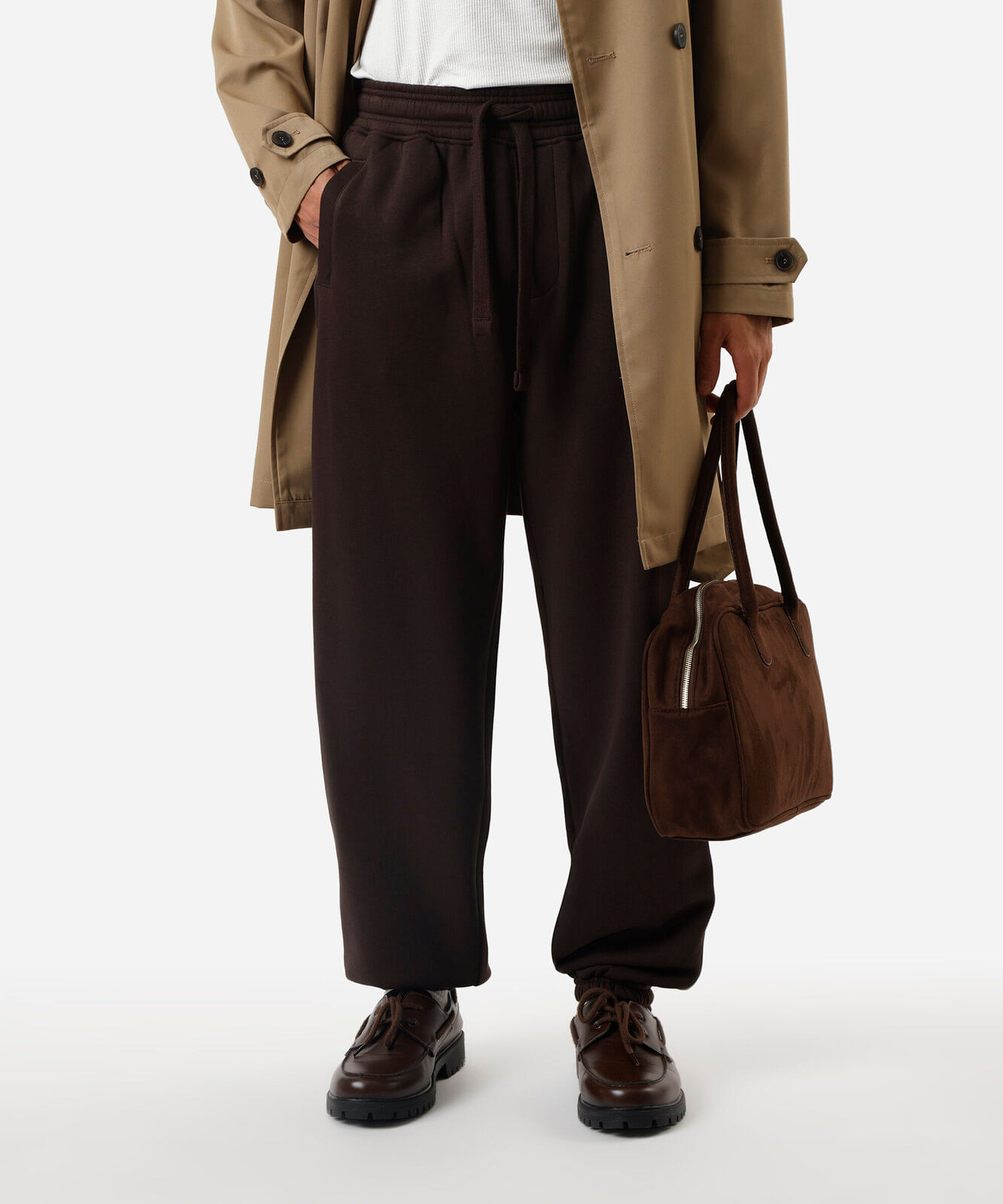 calça masculina de moletom baggy jogger marrom