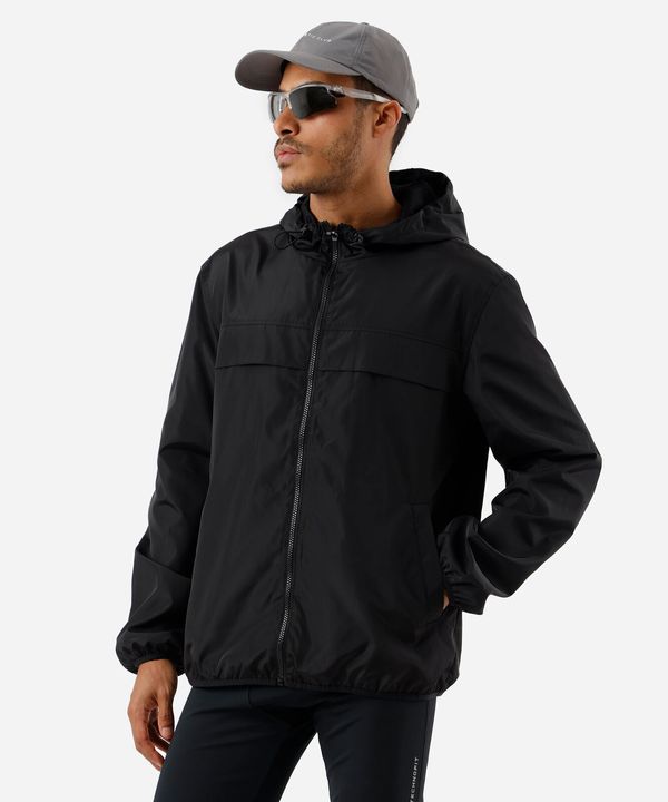 jaqueta masculina corta vento com capuz esportiva preta GG