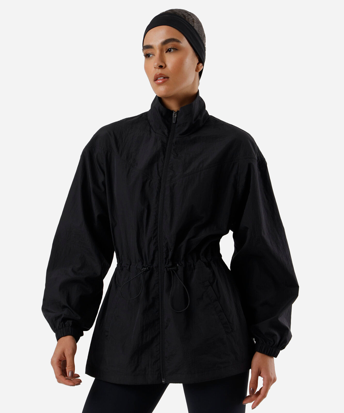 parka feminina esportiva texturizada preta