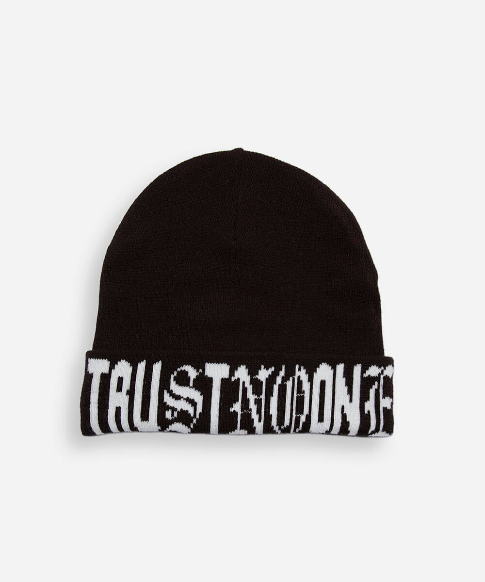 gorro de tricot estampado marrom