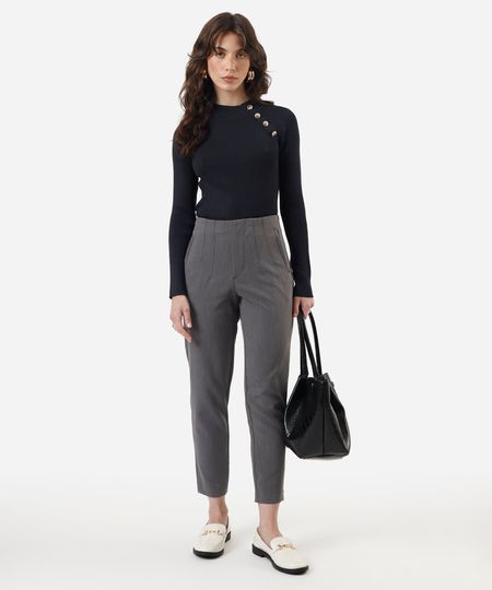 calça de alfaiataria reta feminina com pences cinza 36 calça de alfaiataria reta feminina com pences cinza 36