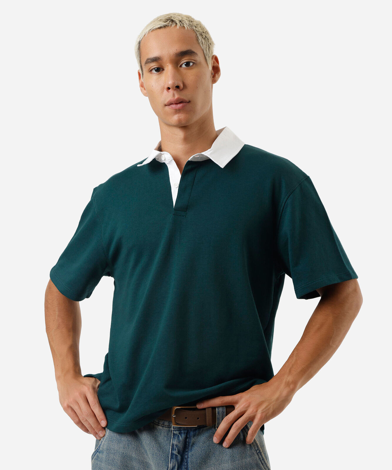 polo masculina de moletom manga curta verde