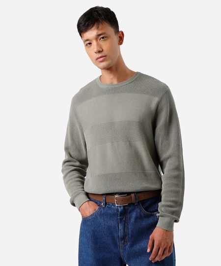 suéter de tricot texturizado verde M