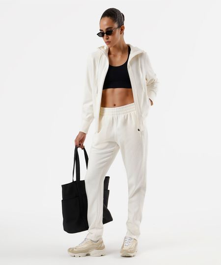 calça jogger feminina de moletom esportiva ace  off white M