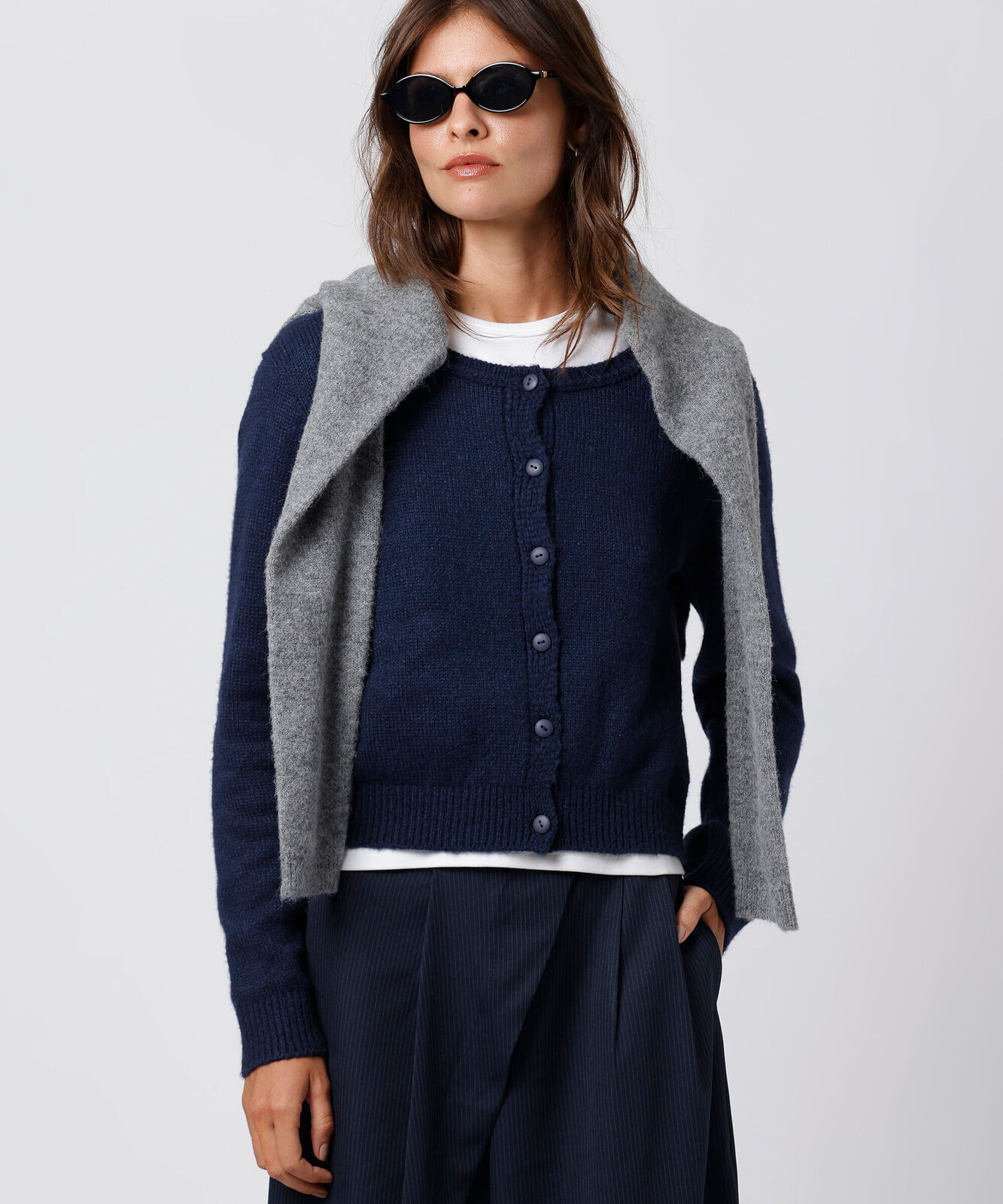 cardigan feminino de tricot mindset azul